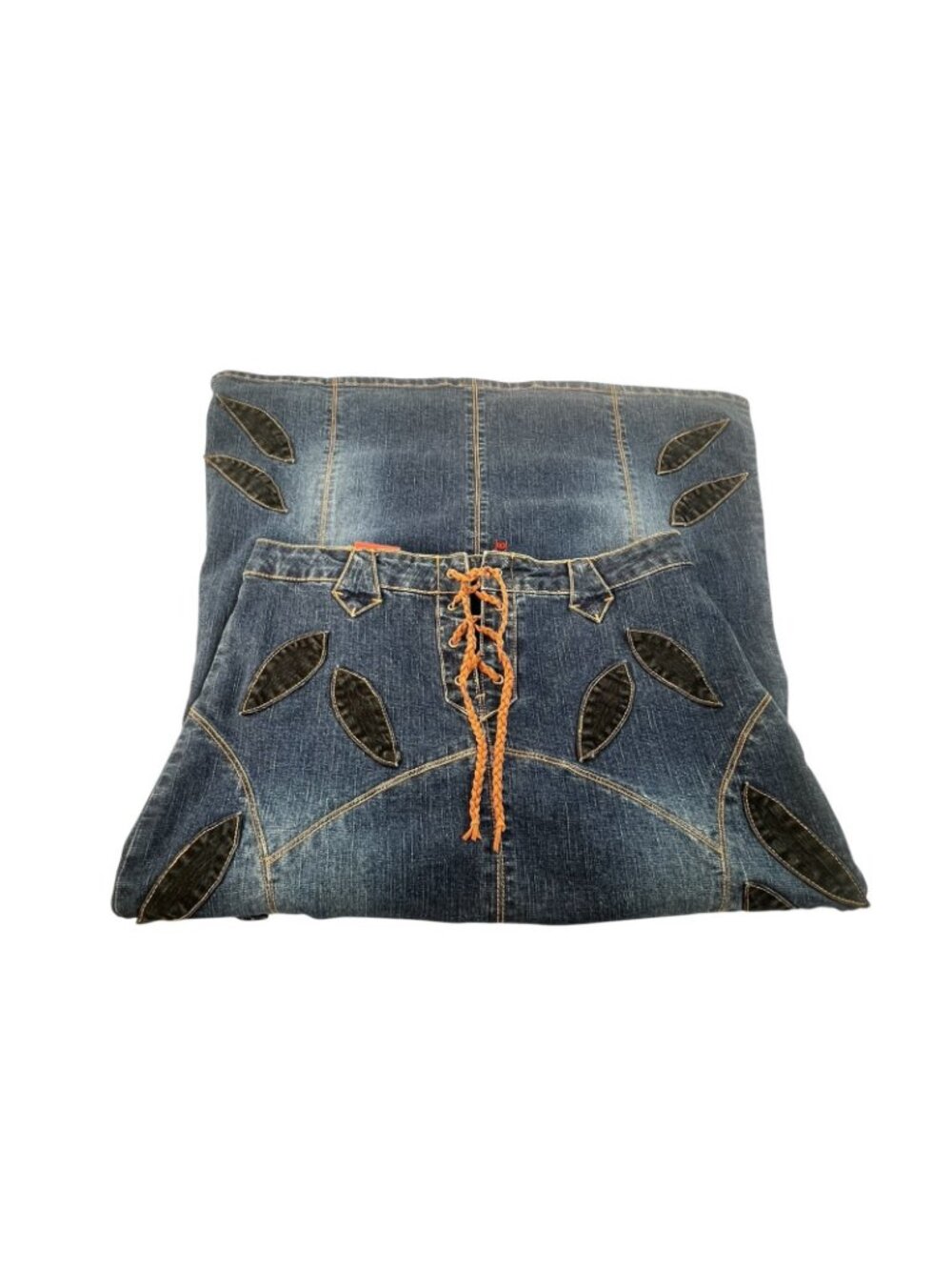 US RODEO JEANS western stretch jean skirt 7/8 midi skirt laceup front new - Picture 4 of 7